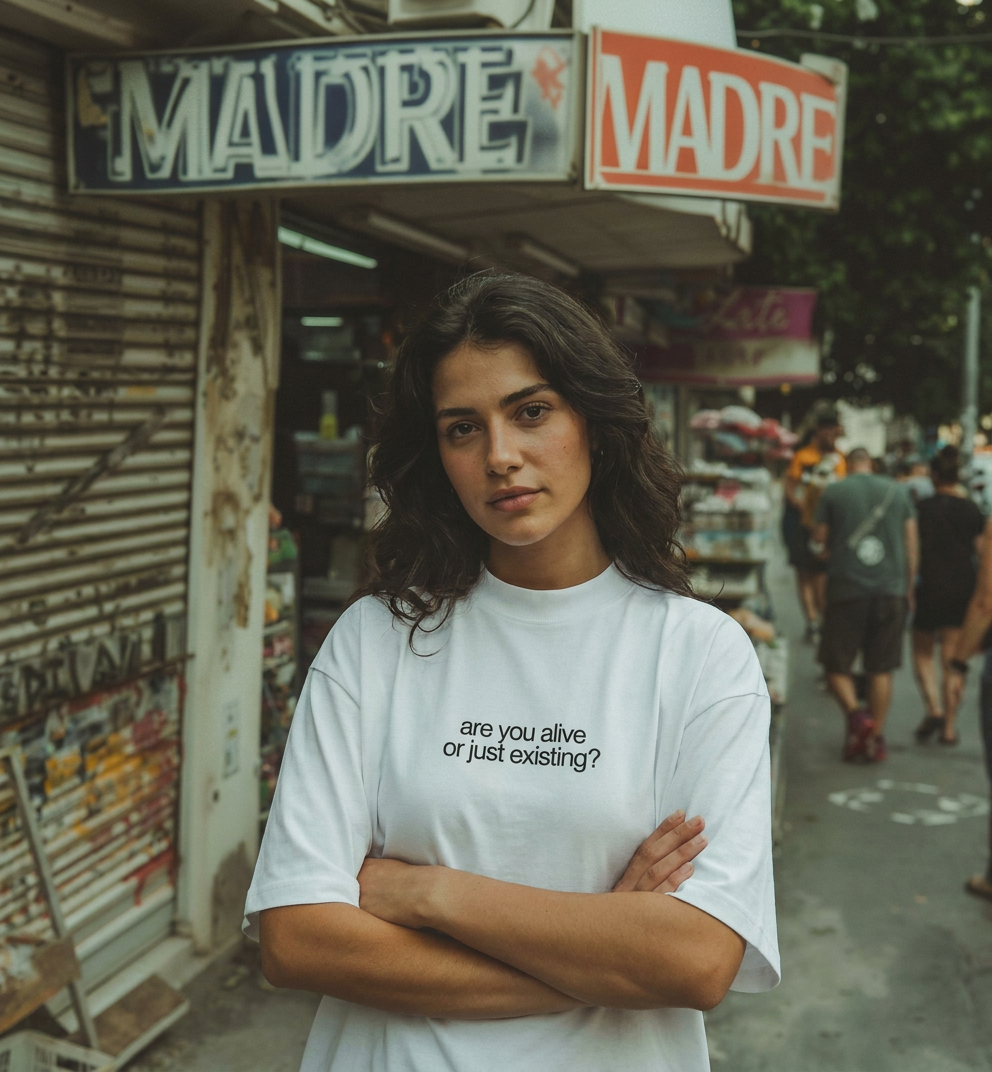 Are you Alive or Just Existing - Unisex organic oversized high neck t-shirt