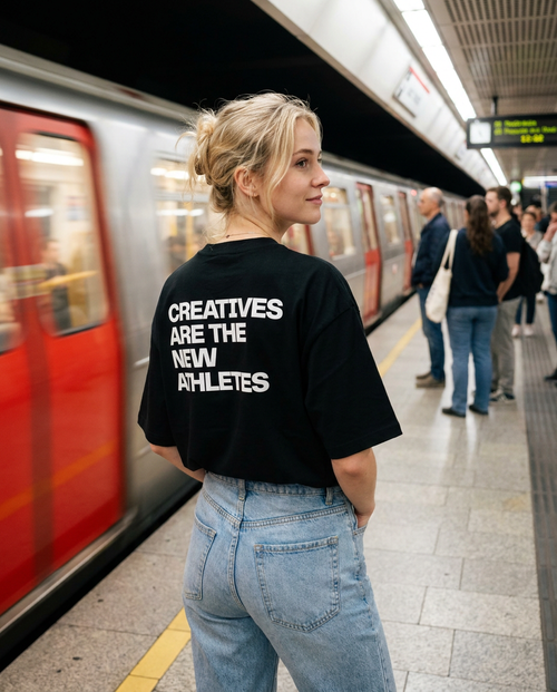 Creatives Are The New Athletes - Unisex organic OVERSIZED high neck t-shirt