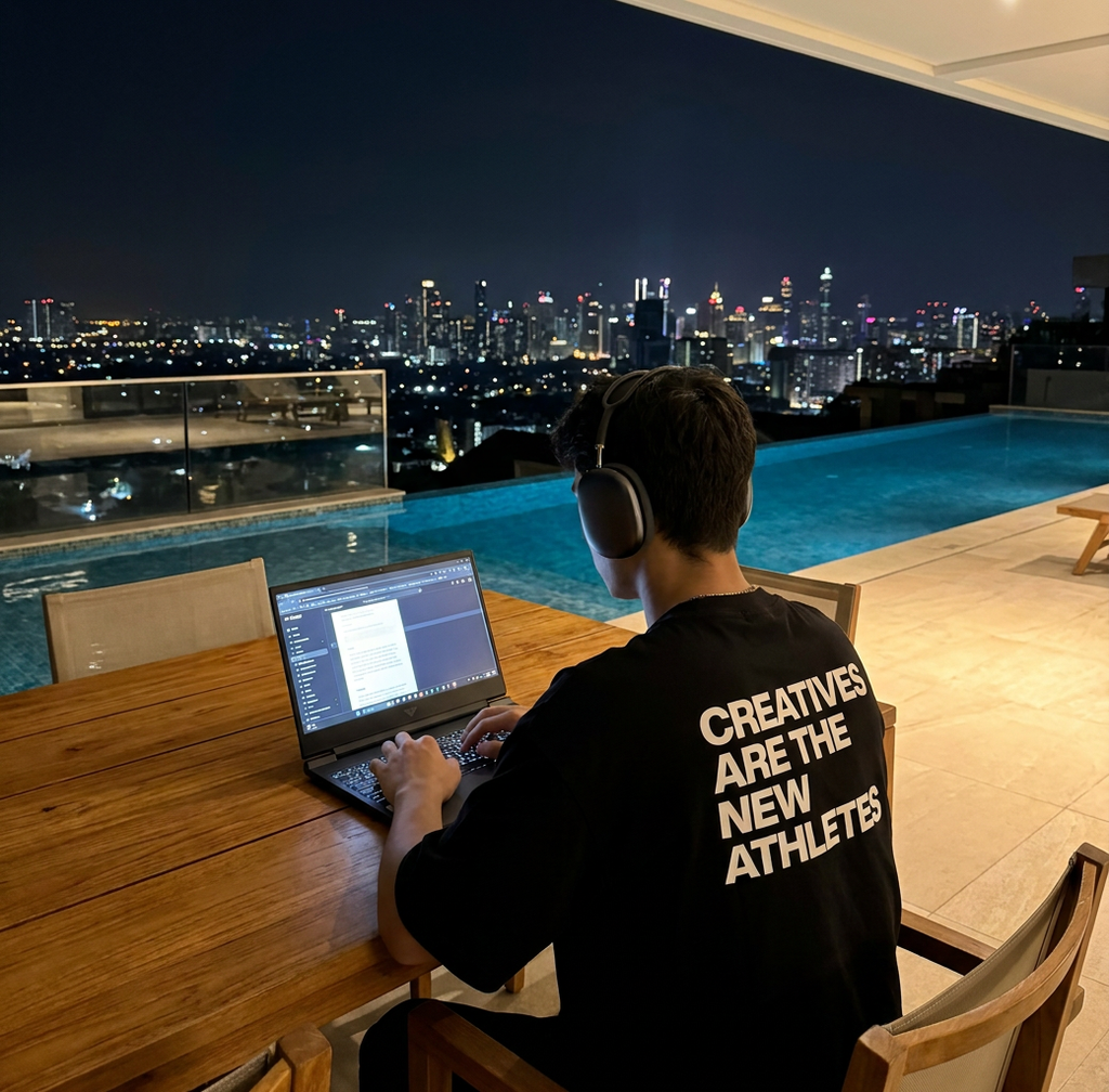 Creatives Are The New Athletes - Unisex organic OVERSIZED high neck t-shirt