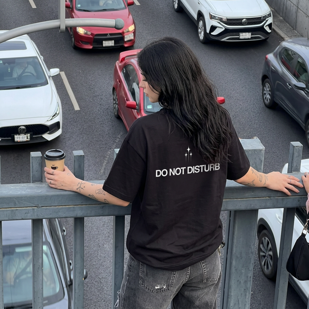 Do Not Disturb - Unisex organic OVERSIZED high neck t-shirt