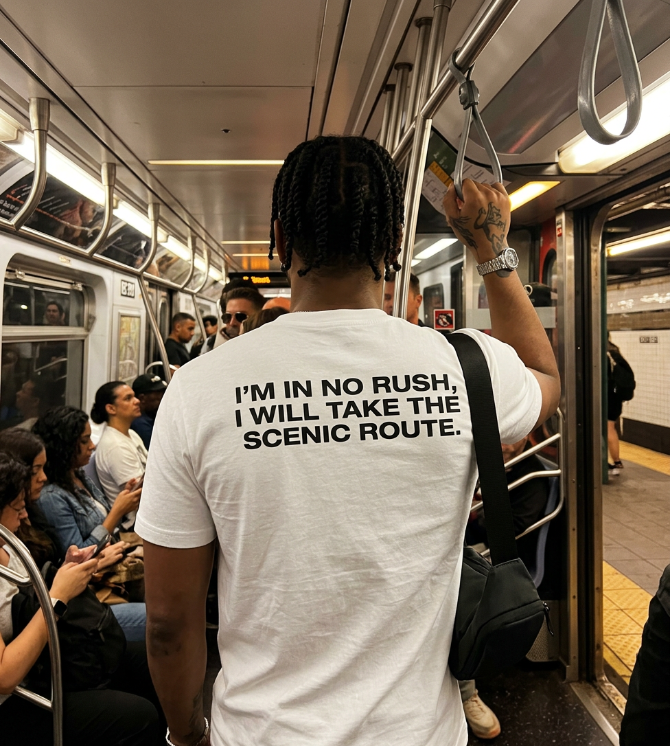 No Rush WHITE T-shirt - Unisex Organic Cotton